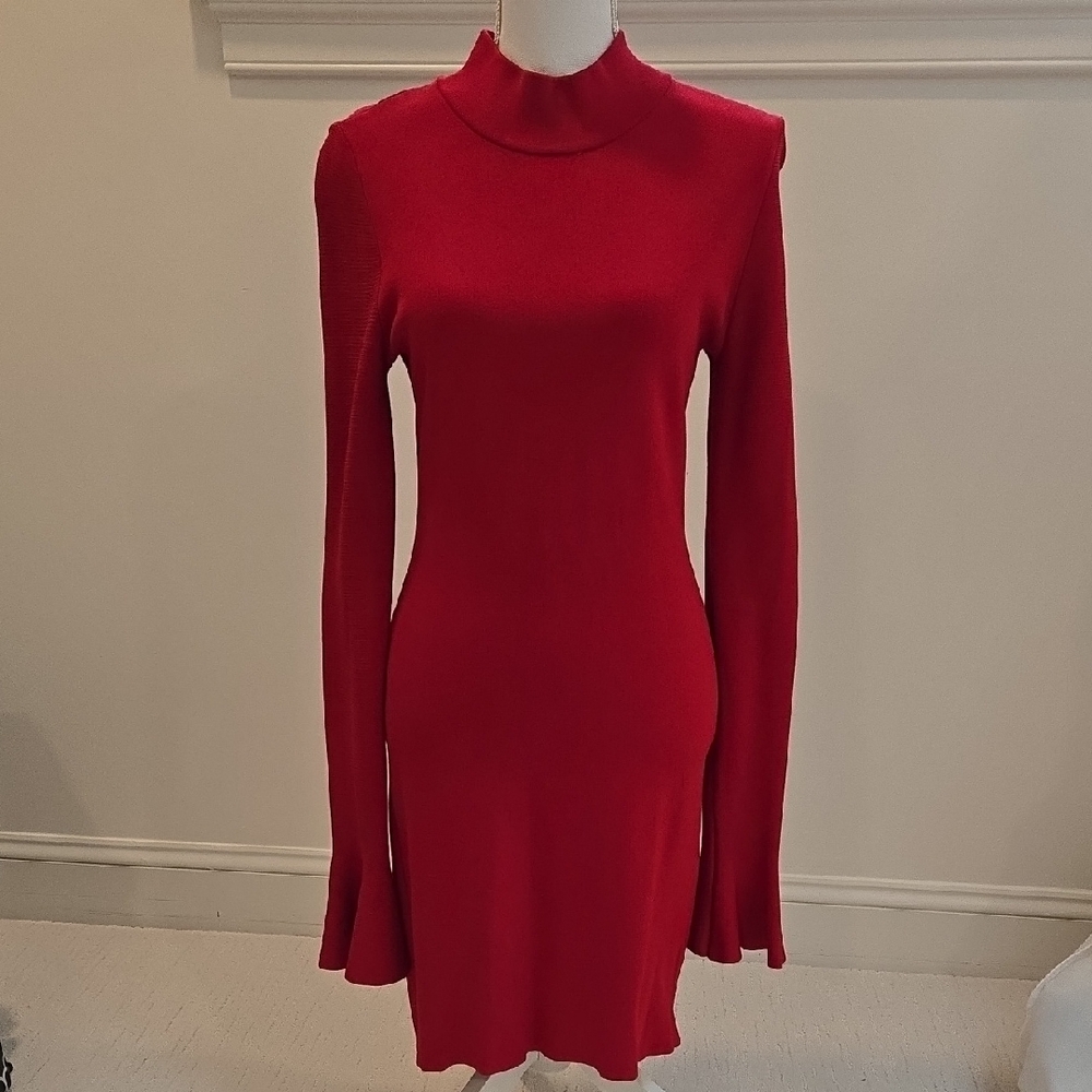 MICHAEL KORS • Vibrant Red Long Sleeve Dress, Size S-M